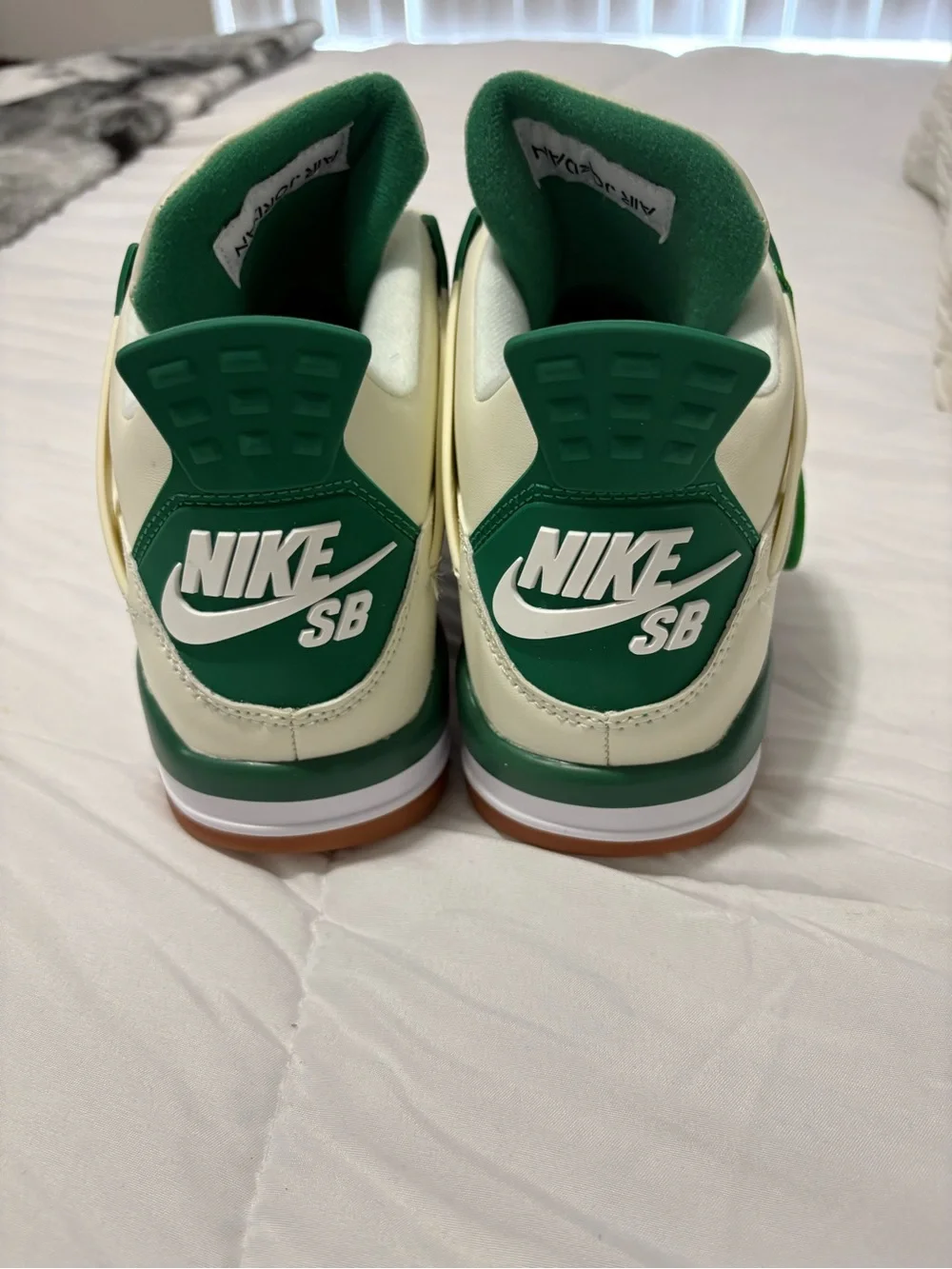 Jordan Retro 4 Cream with Green and Red Accents